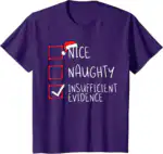 Nice Naughty Insufficient Evidence Tee – Fun Christmas Graphic Shirt