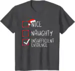 Nice Naughty Insufficient Evidence Tee – Fun Christmas Graphic Shirt