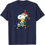 Snoopy and Woodstock Christmas Lights T-Shirt – Fun Holiday Tee