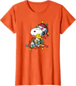 Snoopy and Woodstock Christmas Lights T-Shirt – Fun Holiday Tee