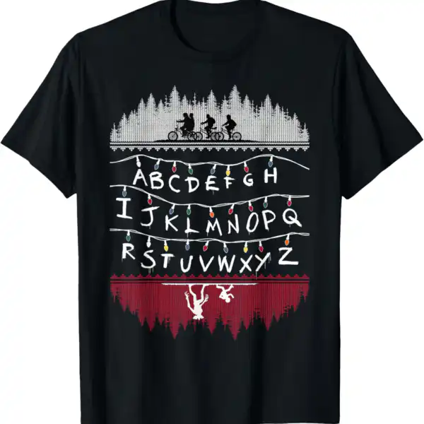Stranger Things Alphabet Lights Tee – Lightweight Classic Fit Shirt