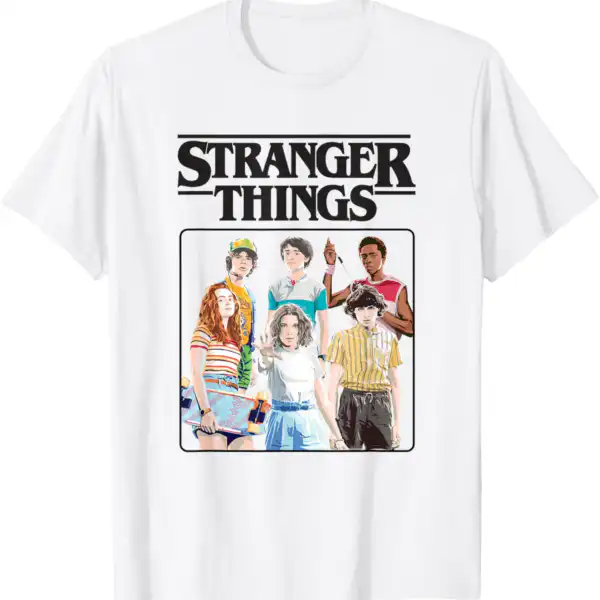Stranger Things Retro Group Shot T-Shirt – Fun Halloween Tee