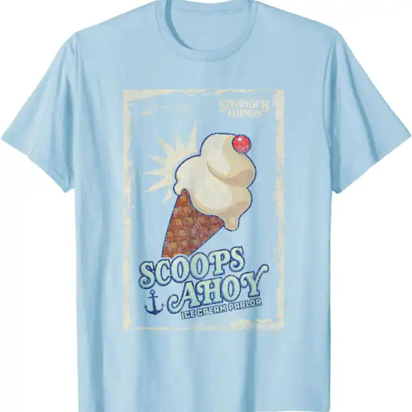 Stranger Things Scoops Ahoy Ice Cream Tee – Retro Graphic Shirt