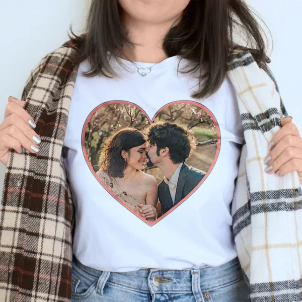 Heart Shaped Custom Photo T-Shirt – Perfect for Valentine's Day Gift