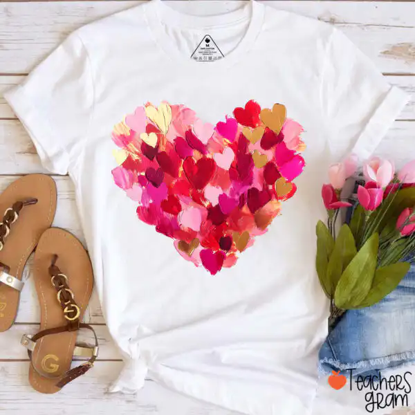 Oil Painting Heart Teacher T-Shirt – Stylish Valentine Gift