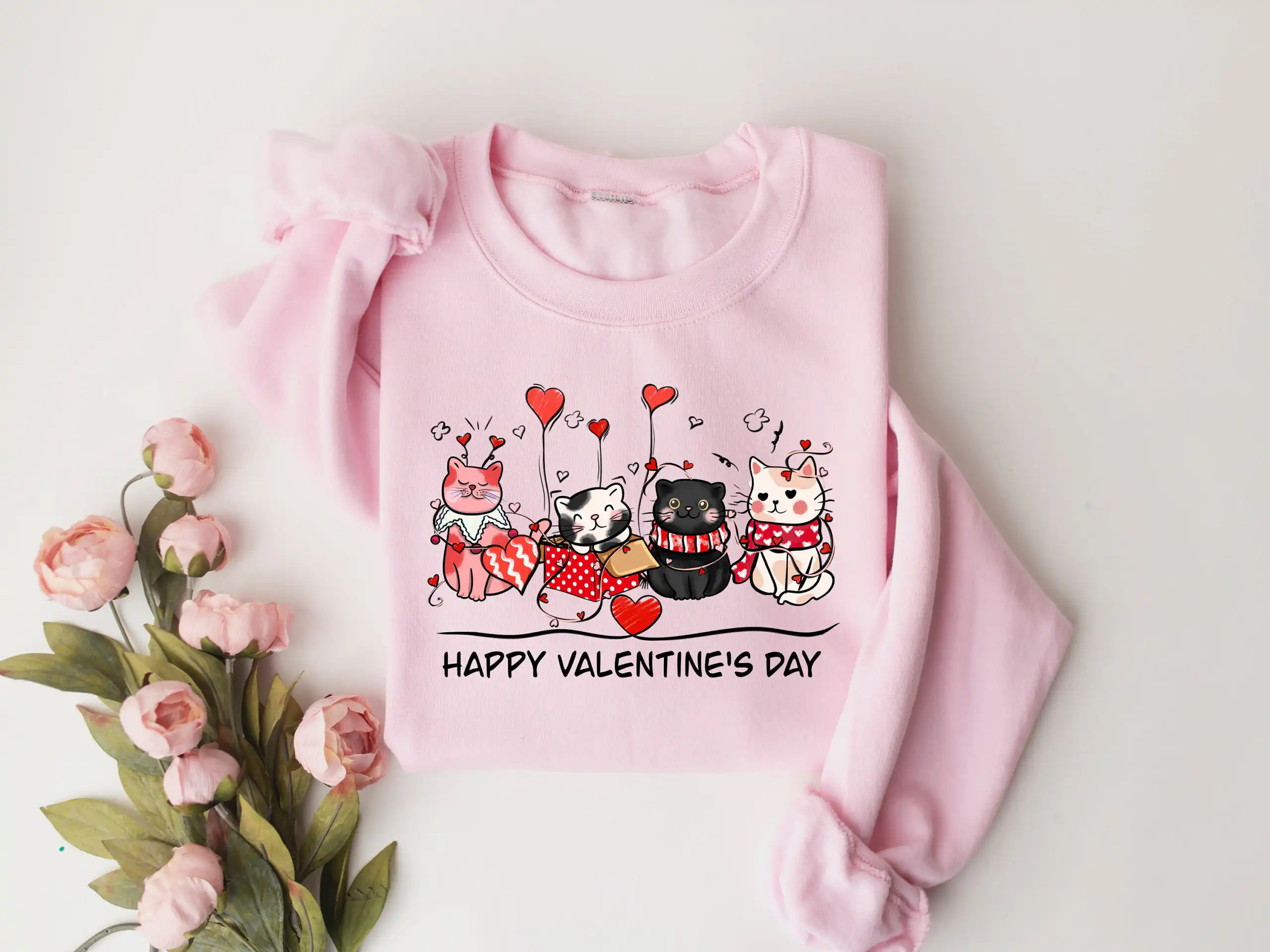 Valentine's Cat Lover Sweatshirt - Cute Gift for Her Valentine's Cat Lover Sweatshirt - Cute Gift for Her