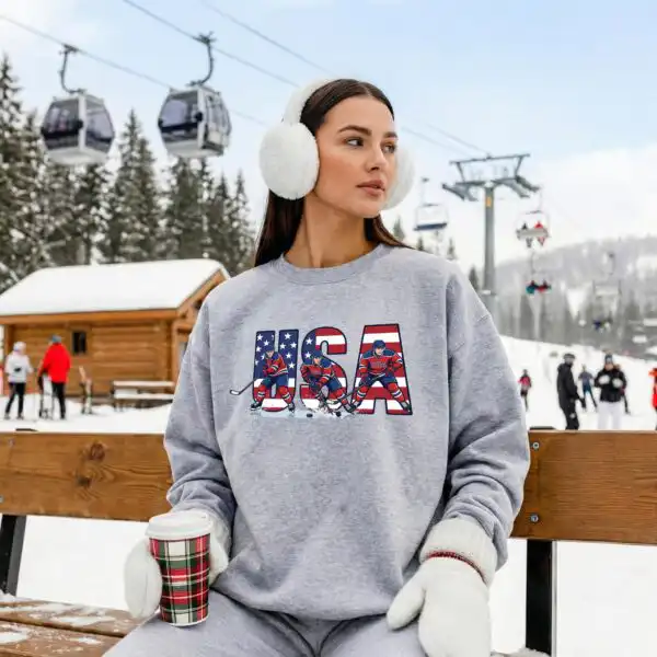 American Hockey Sweatshirt - Patriotic USA Flag 2026 Apparel