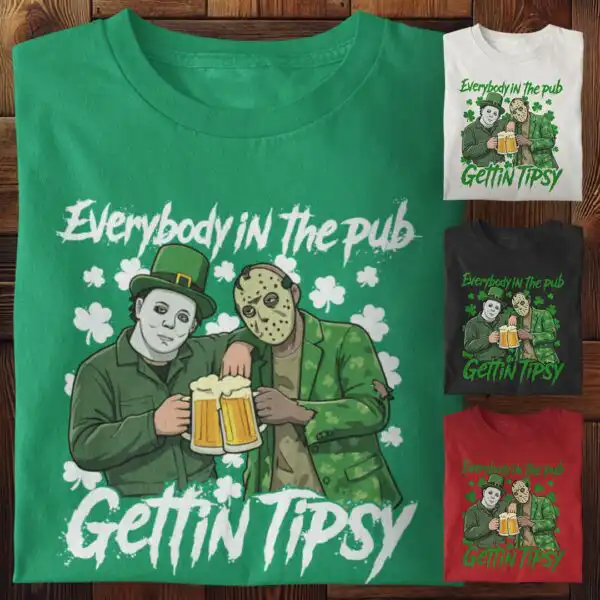 Gettin Tipsy Horror T-shirt – St. Patrick's Day Fun Tee