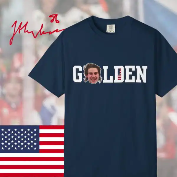 Jack Hughes Golden Goal 2026 Hockey T-Shirt – Soft Cotton Tee