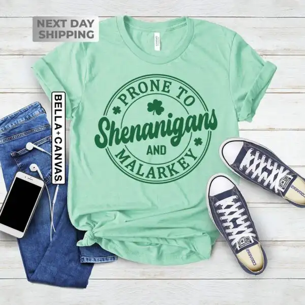 Prone To Shenanigans Shamrock Shirt – Funny St. Patrick's Day Tee