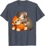 Punch The Monkey Cuddling Plush Toy Tee – Fun Meme Shirt