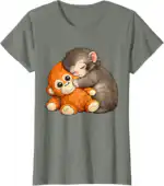 Punch The Monkey Cuddling Plush Toy Tee – Fun Meme Shirt