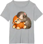 Punch The Monkey Cuddling Plush Toy Tee – Fun Meme Shirt