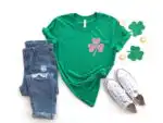 Shamrock T-Shirt for Women – Lucky Green Glitter Clover Tee