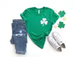 Shamrock T-Shirt for Women – Lucky Green Glitter Clover Tee