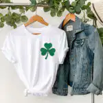 Shamrock T-Shirt for Women – Lucky Green Glitter Clover Tee