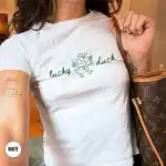 St Patricks Day Baby Tee – Lucky Duck Goose Graphic Shirt