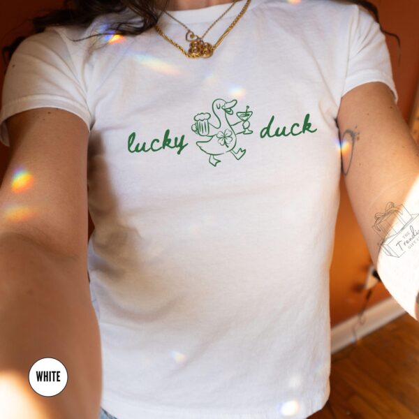 St Patricks Day Baby Tee – Lucky Duck Goose Graphic Shirt