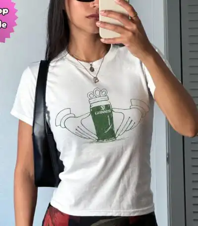 St. Patrick's Day Claddagh Baby Tee - Y2K Irish Festival Top