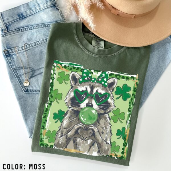 St Patrick's Day Raccoon Shirt – Green Holiday Graphic Tee