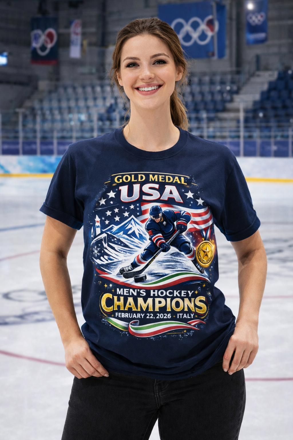 USA Men's Hockey Gold Medal Tee – Italy 2026 Commemorative Shirt USA Men's Hockey Gold Medal Tee – Italy 2026 Commemorative Shirt