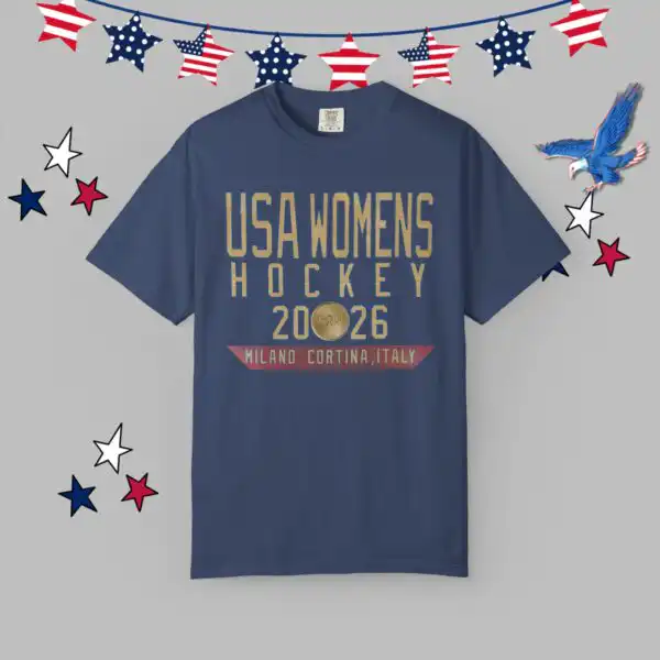 Vintage USA Womens Hockey 2026 T-Shirt – Soft Relaxed Fit Tee