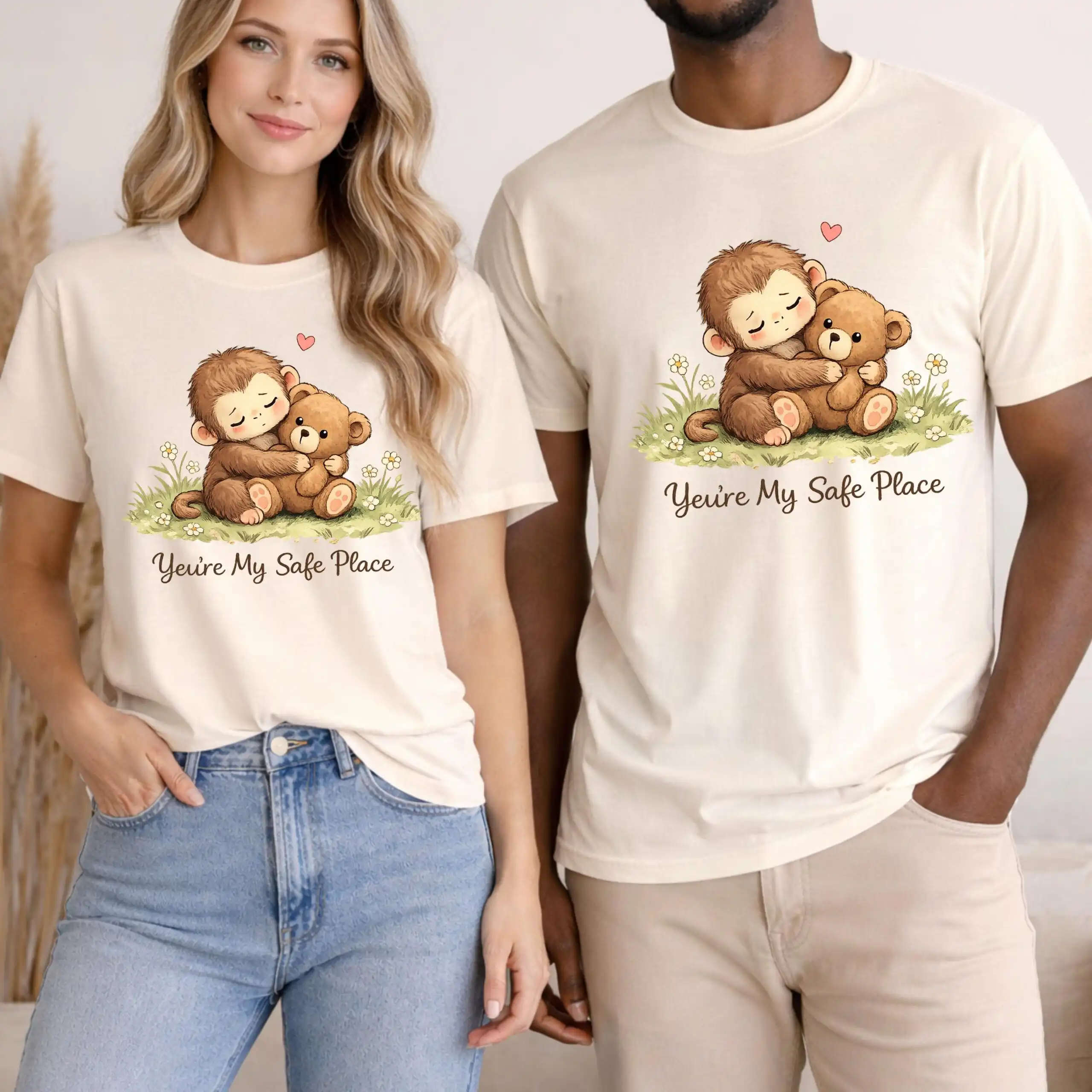 You're My Safe Place Shirt – Cute Monkey Teddy Bear Graphic Tee You're My Safe Place Shirt – Cute Monkey Teddy Bear Graphic Tee