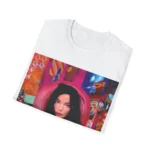 Folded White T-Shirt featuring Björk Post Album Cover Graphic Design