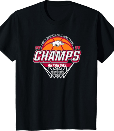 Arkansas Razorbacks Men's Basketball SEC Champs 2026 Black T-Shirt | Victory Relic