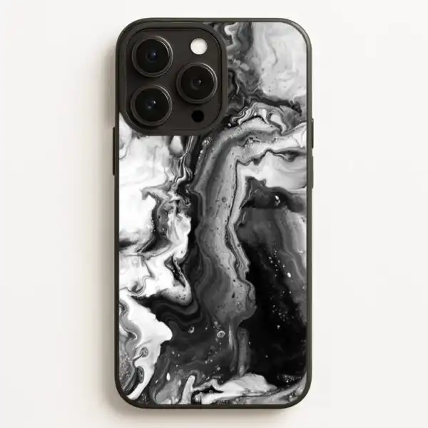 Black and White Leaking Marble Phone Case for iPhone