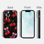 Cherry Leopard iPhone 13 Silicone Phone Case Black