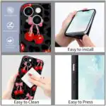 Cherry Leopard iPhone 13 Silicone Phone Case Black