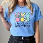 Chillin with My Peeps Funny Nurse Easter Bunny Shirt