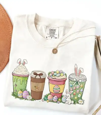 Comfort Colors® Easter Coffee Shirt - Cute Bunny Tee Gift