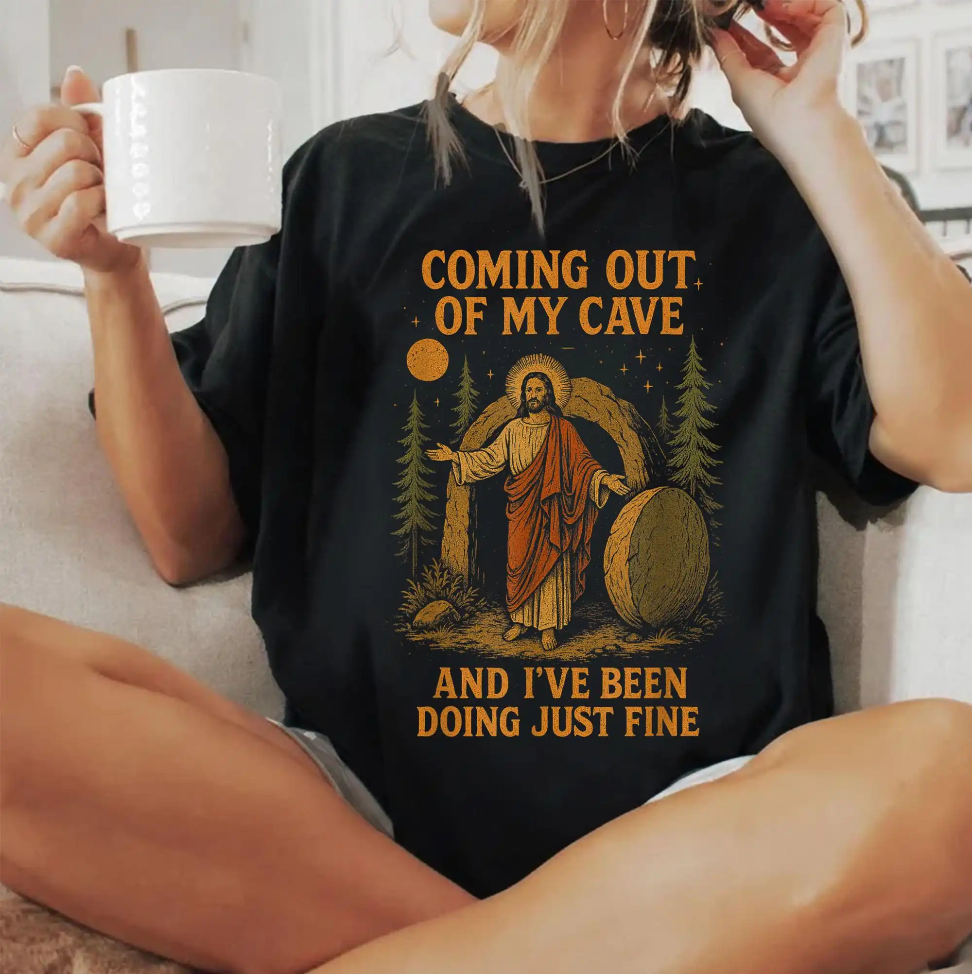 Comfort Colors Jesus Coming Out Of My Cave T-Shirt, Easter Gift Comfort Colors Jesus Coming Out Of My Cave T-Shirt, Easter Gift