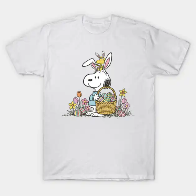 Easter Day Snoopy T-Shirt with Cartoon Character Design Easter Day Snoopy T-Shirt with Cartoon Character Design