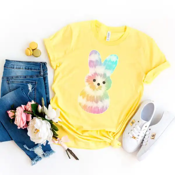 Easter Marshmallow Bunny Tie Dye Pastel Women’s Shirt