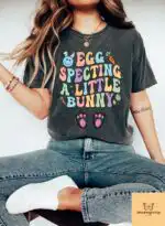 Easter Pregnancy Announcement T-shirt, Eggspecting Bunny Tee