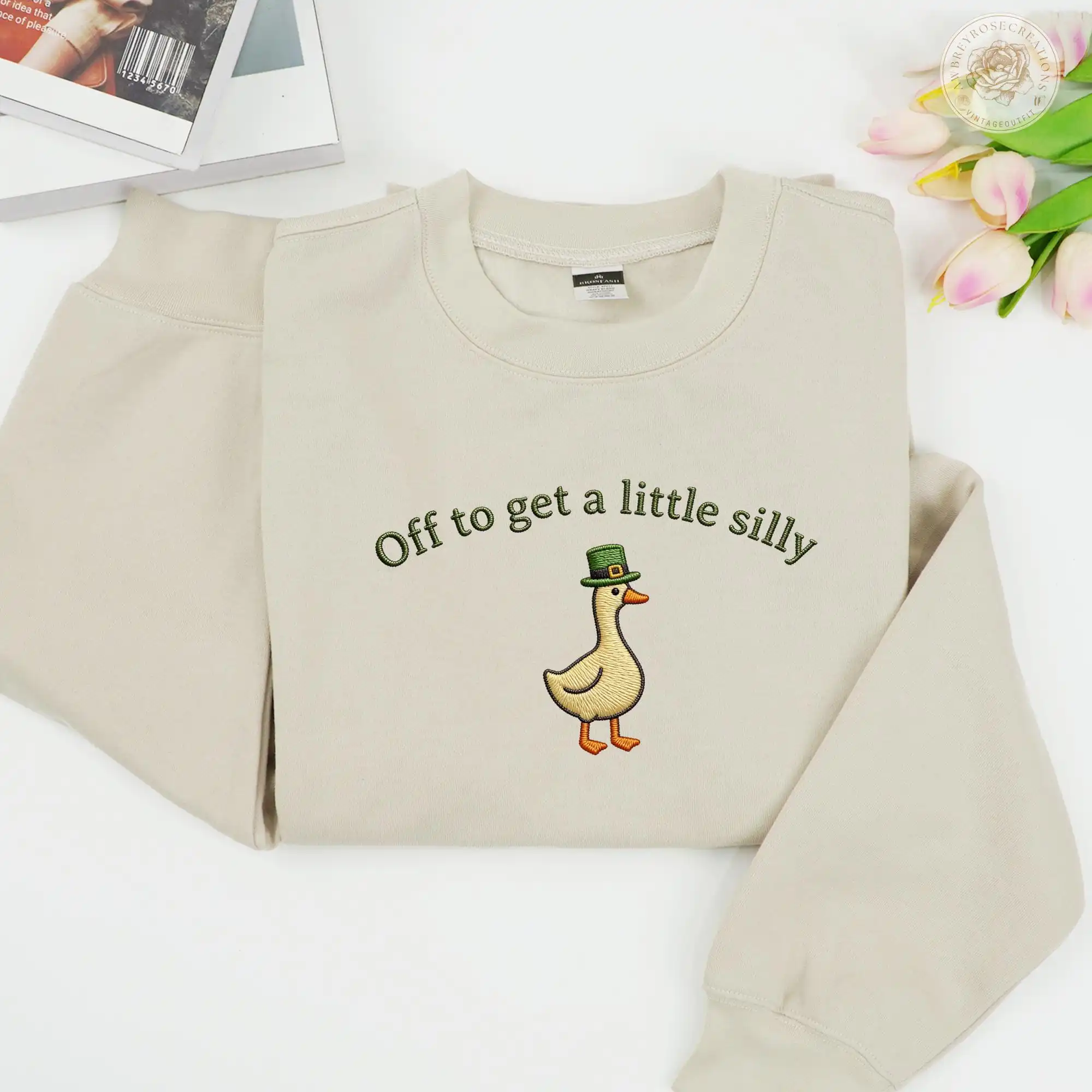 Embroidered Off To Get A Little Silly Goose Sweater, Funny Crewneck Gift Embroidered Off To Get A Little Silly Goose Sweater, Funny Crewneck Gift