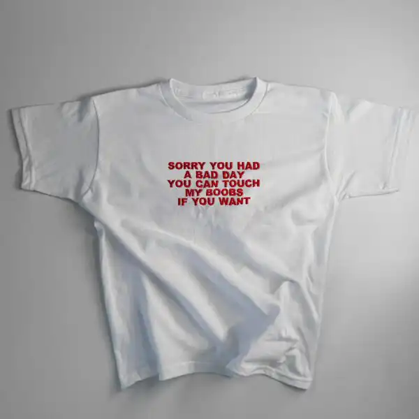 Embroidered 'Sorry You Had A Bad Day' 90s Y2K T-Shirt - Baby Tee & Classic Fit