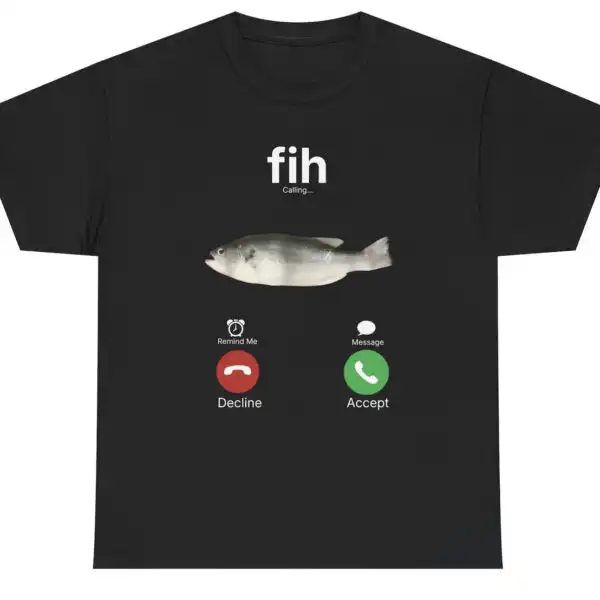 Fih Funny Fish Meme Graphic Tee Weirdcore Humor Shirt