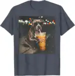 Funny Dog Drinking Coffee Sunglasses Art T-Shirt