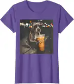 Funny Dog Drinking Coffee Sunglasses Art T-Shirt