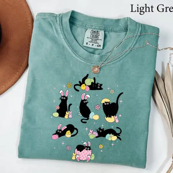 Funny Easter Black Cat Cat Mom Bunny Kitten Shirt