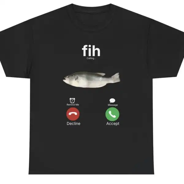 Funny Weirdcore Fish Calling Meme Humor Graphic Shirt