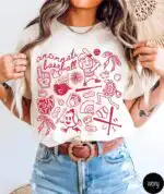Girly Cincinnati Baseball Game Day Doodle Shirt