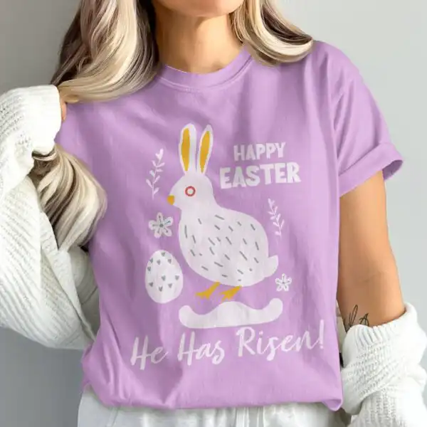 Happy Easter Bunny He Has Risen Christian T-Shirt