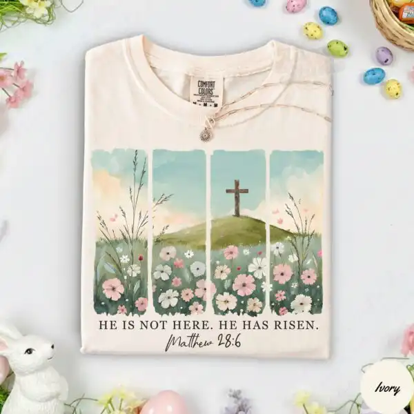 He Has Risen Vintage Floral Christian Easter Shirt