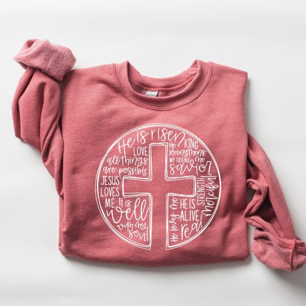 He Is Risen Cross Easter Shirt for Women Jesus Lover Shirt