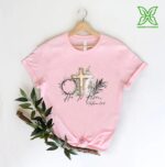 He Is Risen Easter Wood Cross and Lamb Christian Shirt